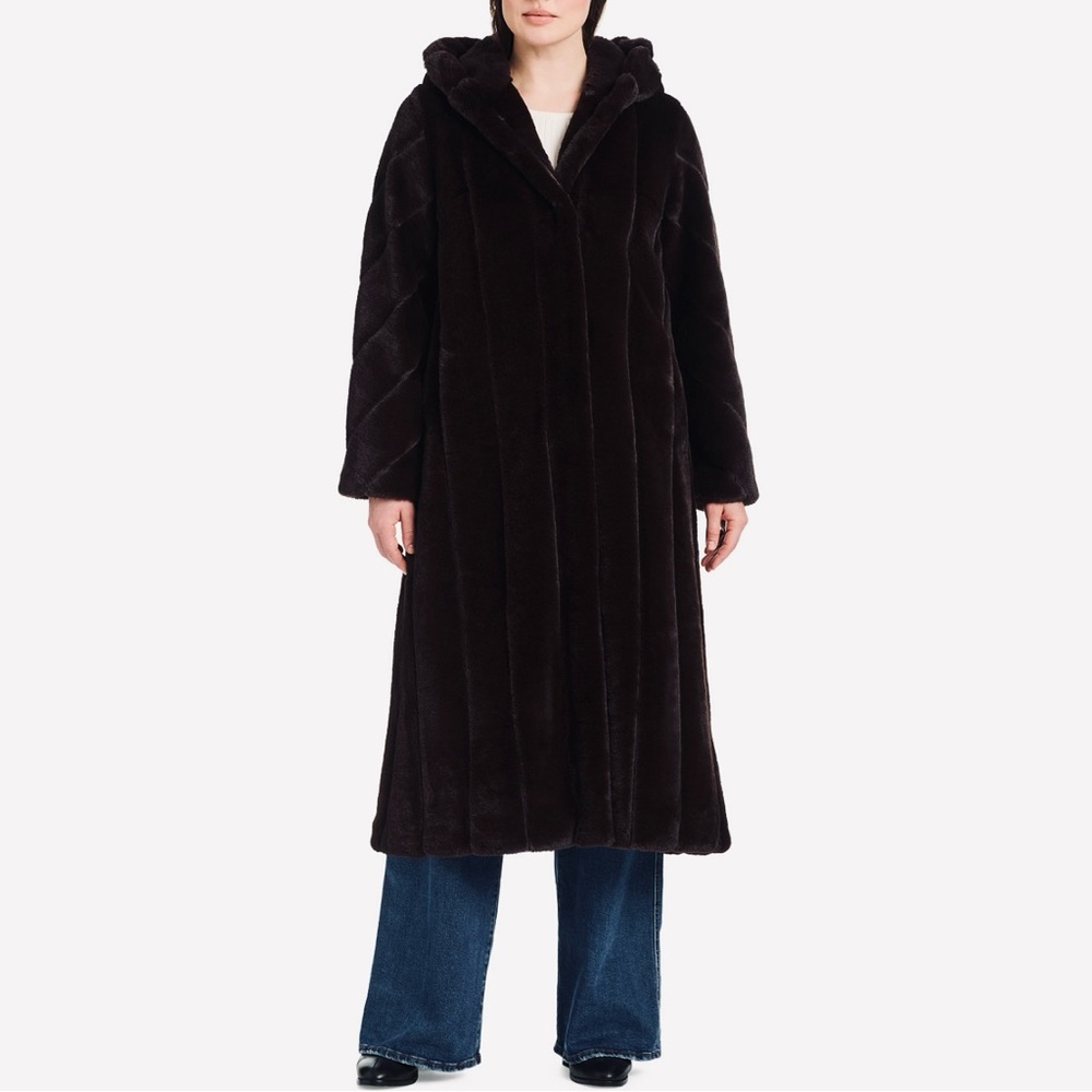 Elegant Black Faux Fur Coat